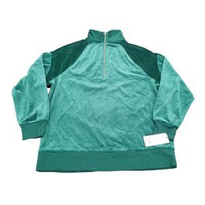 Wild Fable Women's Small Quarter Zip Velour Tunic Green Sweatshirt